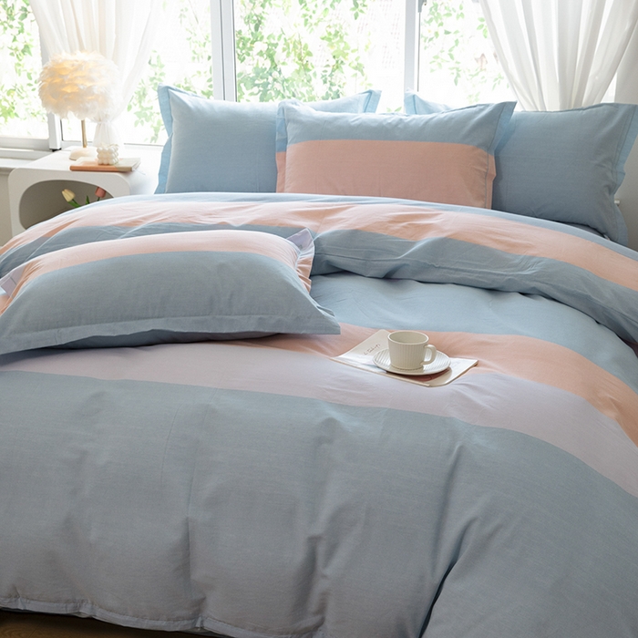 91家纺网 家纺一手货源 找家纺 木易家居 2025新款全棉色织水洗棉四件套 彩韵兰/可可生活