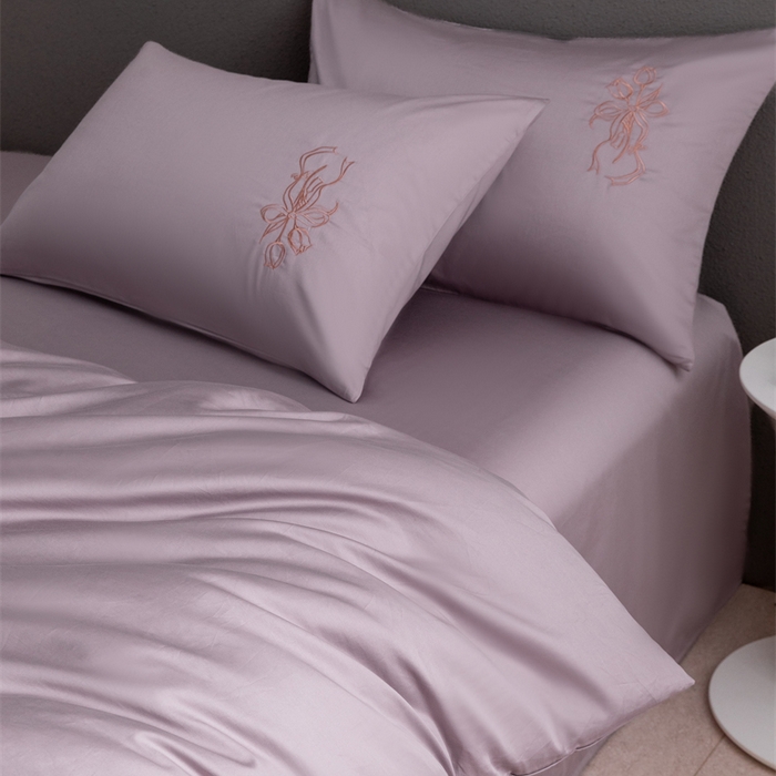 91家纺网 家纺一手货源 找家纺 2025新款50S100支全棉四件套单品系列-四件套 烟紫