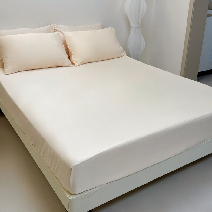 91家纺网 家纺一手货源 找家纺 兜米家居 2025新款床笠A类水洗真丝床笠三件套 冰玉