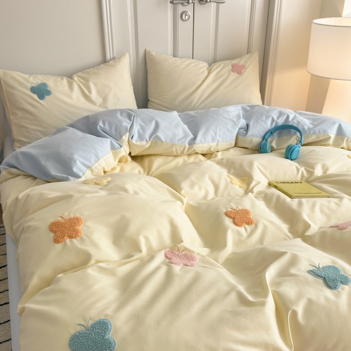 91家纺网 家纺一手货源 找家纺 锦觅2025新款奶油小清新毛巾绣全棉纯棉四件套（专版花型必须控价） 五彩斑斓