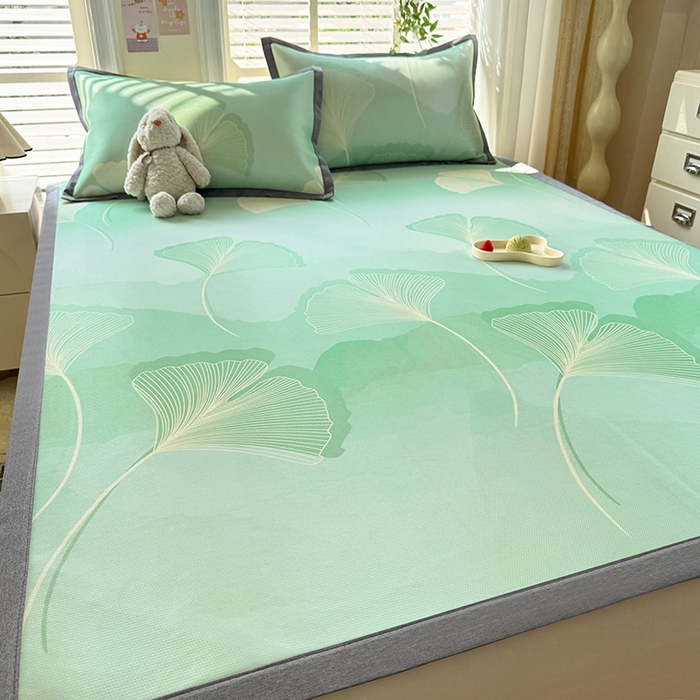 91家纺网 家纺一手货源 找家纺 518家纺 2025新款亲肤舒适A类碳光冰丝抗菌凉席【提供买家秀】席子【提供买家秀】-床笠款 银杏