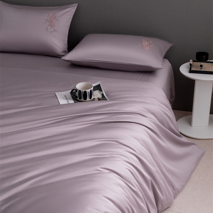 91家纺网 家纺一手货源 找家纺 2025新款50S100支全棉四件套单品系列-四件套 烟紫