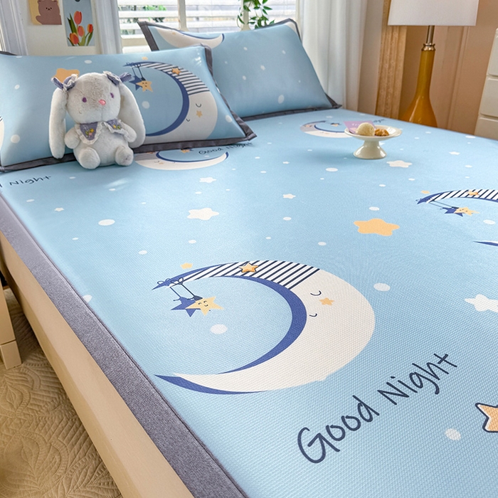 91家纺网 家纺一手货源 找家纺 518家纺 2026新款亲肤舒适A类碳光冰丝抗菌凉席【提供买家秀】席子【提供买家秀】-床笠款 星月物语