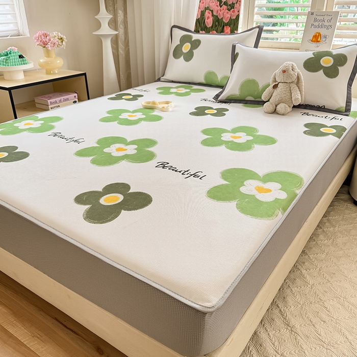 91家纺网 家纺一手货源 找家纺 518家纺 2025新款亲肤舒适A类碳光冰丝抗菌凉席【提供买家秀】席子【提供买家秀】-平铺款 春意