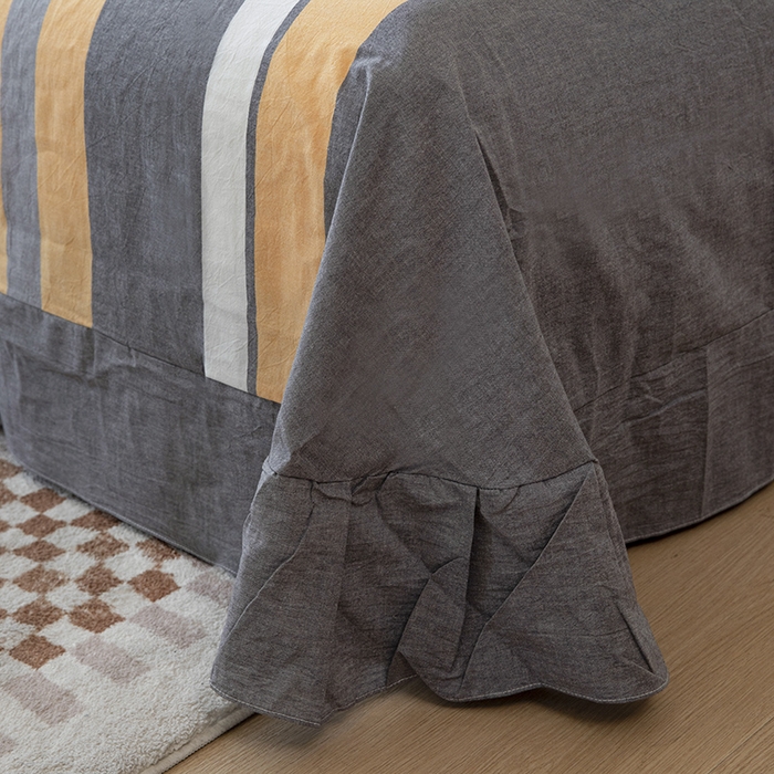 91家纺网 家纺一手货源 找家纺 木易家居 2025新款全棉色织水洗棉四件套 爱情黄