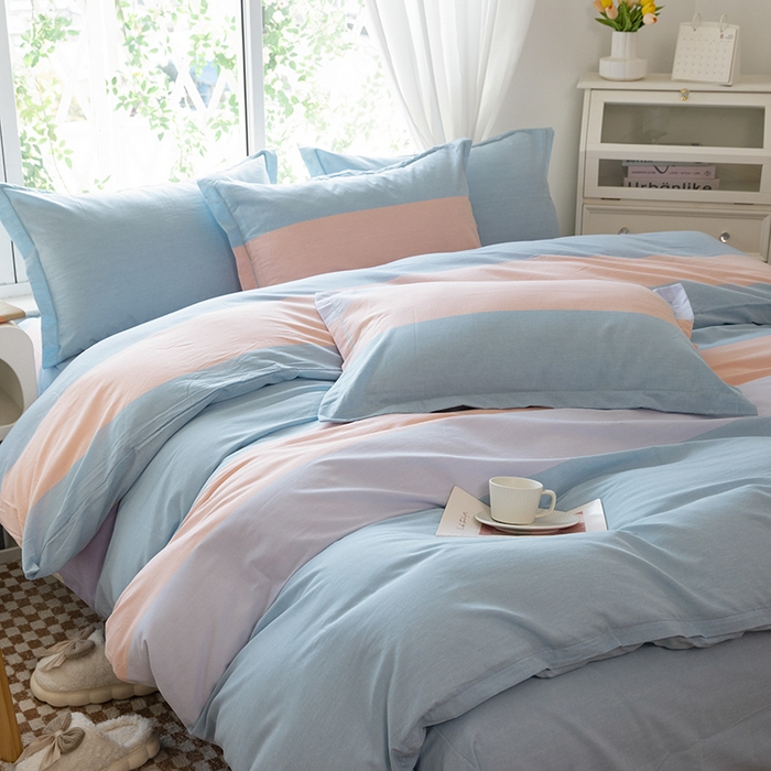 91家纺网 家纺一手货源 找家纺 木易家居 2025新款全棉色织水洗棉四件套 彩韵兰/可可生活