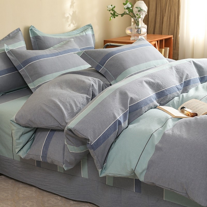 91家纺网 家纺一手货源 找家纺 木易家居 2025新款全棉色织水洗棉四件套 曼达拉