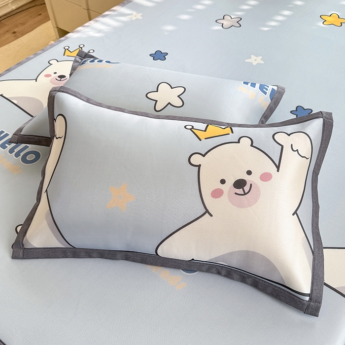 91家纺网 家纺一手货源 找家纺 518家纺 2026新款亲肤舒适A类碳光冰丝抗菌凉席【提供买家秀】席子【提供买家秀】-床笠款 你好小熊