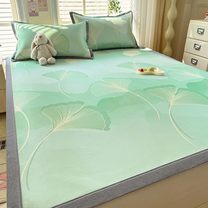 91家纺网 家纺一手货源 找家纺 518家纺 2025新款亲肤舒适A类碳光冰丝抗菌凉席【提供买家秀】席子【提供买家秀】-床笠款 银杏