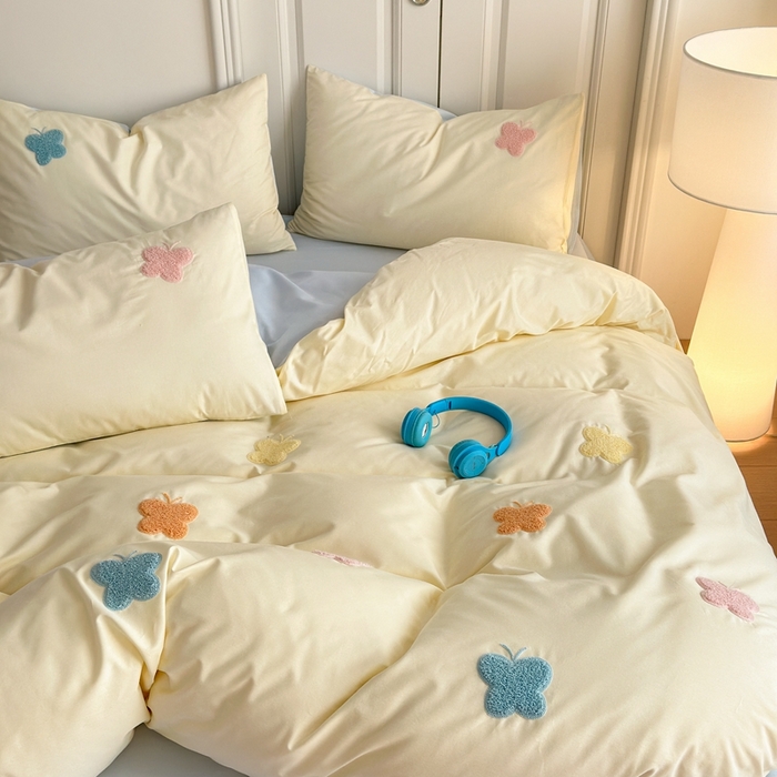 91家纺网 家纺一手货源 找家纺 锦觅2025新款奶油小清新毛巾绣全棉纯棉四件套（专版花型必须控价） 五彩斑斓