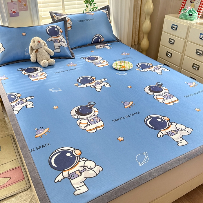 91家纺网 家纺一手货源 找家纺 518家纺 2026新款亲肤舒适A类碳光冰丝抗菌凉席【提供买家秀】席子【提供买家秀】-床笠款 太空礼物