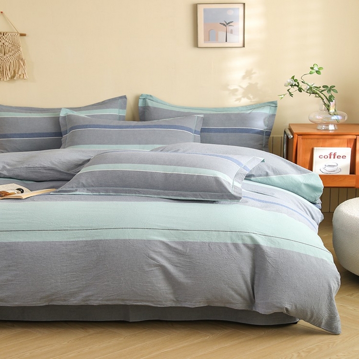 91家纺网 家纺一手货源 找家纺 木易家居 2025新款全棉色织水洗棉四件套 曼达拉