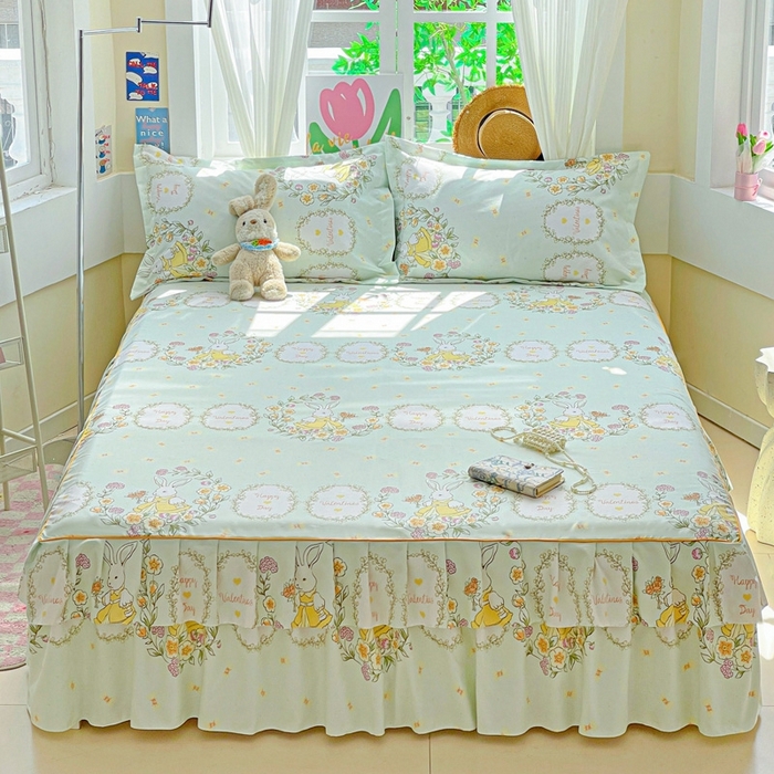 91家纺网 家纺一手货源 找家纺 艾橙 2025新款140克植物羊绒双边单床裙