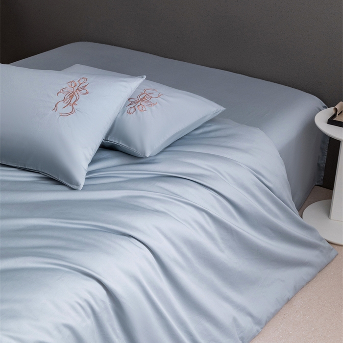 91家纺网 家纺一手货源 找家纺 2025新款50S100支全棉四件套单品系列-四件套 飘蓝