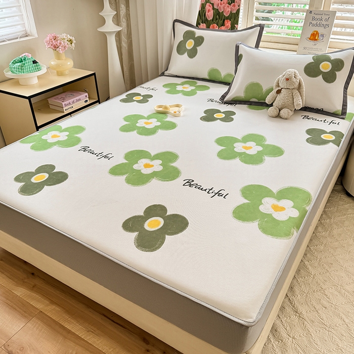 91家纺网 家纺一手货源 找家纺 518家纺 2025新款亲肤舒适A类碳光冰丝抗菌凉席【提供买家秀】席子【提供买家秀】-平铺款 春意