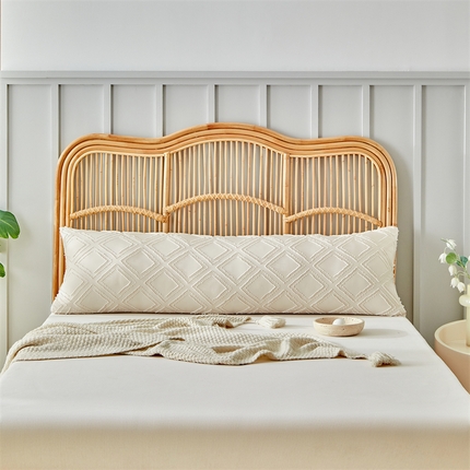 温宁家纺2025新款跨境绗缝化纤水洗棉长枕-剪花 浅米