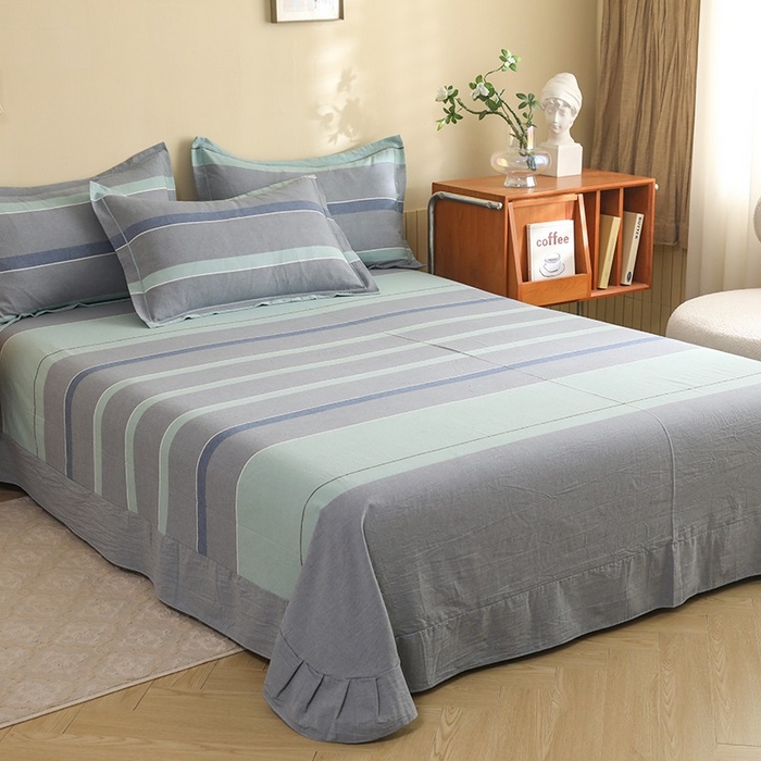 91家纺网 家纺一手货源 找家纺 木易家居 2025新款全棉色织水洗棉四件套 曼达拉