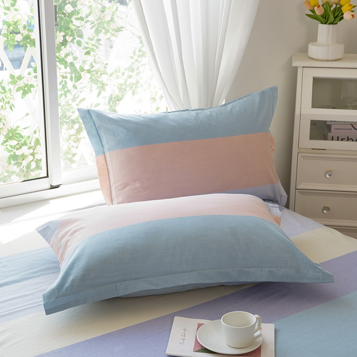 91家纺网 家纺一手货源 找家纺 木易家居 2025新款全棉色织水洗棉四件套 彩韵兰/可可生活