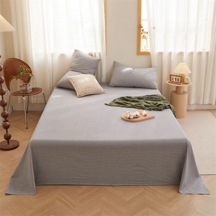 名优家纺 2025新款全棉色织水洗棉单品系列-单床单 流年-深灰