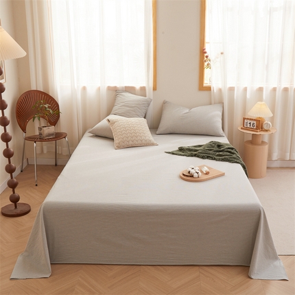 名优家纺 2025新款全棉色织水洗棉单品系列-单床单 流年-浅灰