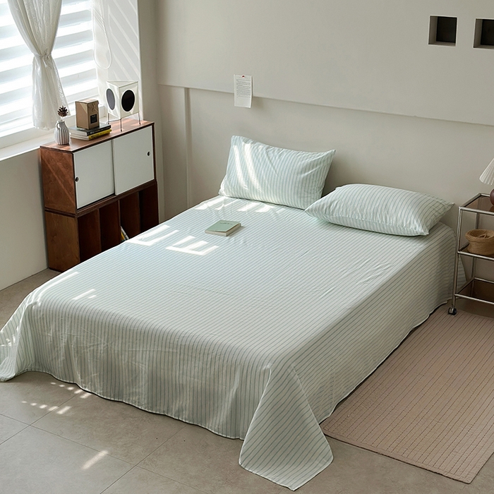 91家纺网 家纺一手货源 找家纺 水洗的故事 2025新款色织水洗棉单枕套 简序-蓝