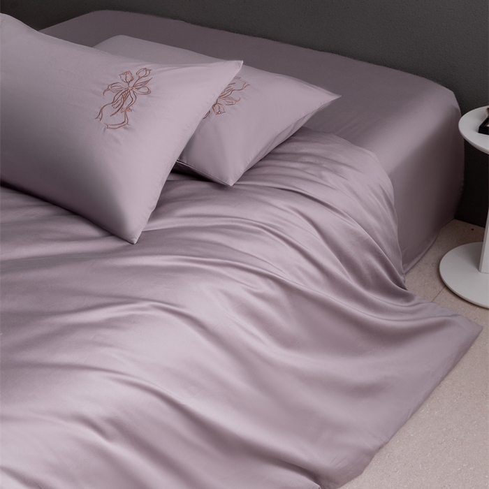 91家纺网 家纺一手货源 找家纺 2025新款50S100支全棉四件套单品系列-四件套 烟紫