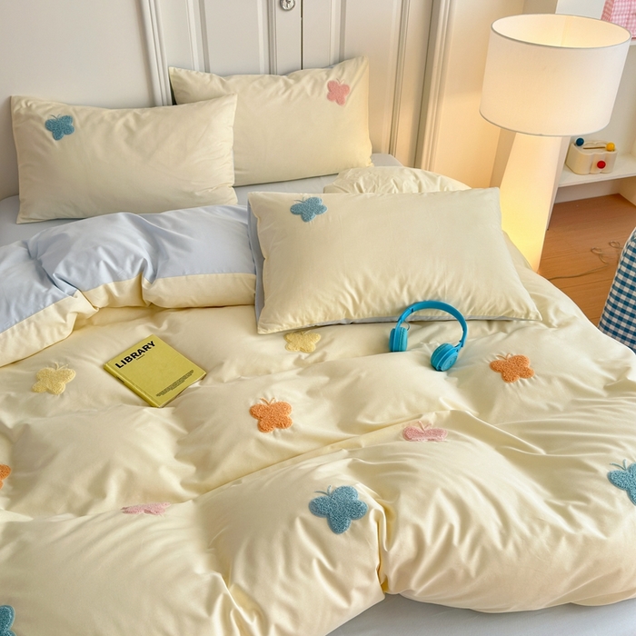 91家纺网 家纺一手货源 找家纺 锦觅2025新款奶油小清新毛巾绣全棉纯棉四件套（专版花型必须控价） 五彩斑斓