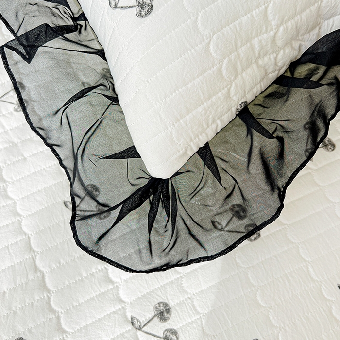 91家纺网 家纺一手货源 找家纺 艾橙 2025新款法式赫本风水洗棉印花雪纺花边单枕套 水墨玫瑰