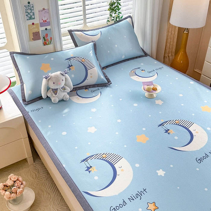 91家纺网 家纺一手货源 找家纺 518家纺 2026新款亲肤舒适A类碳光冰丝抗菌凉席【提供买家秀】席子【提供买家秀】-床笠款 星月物语