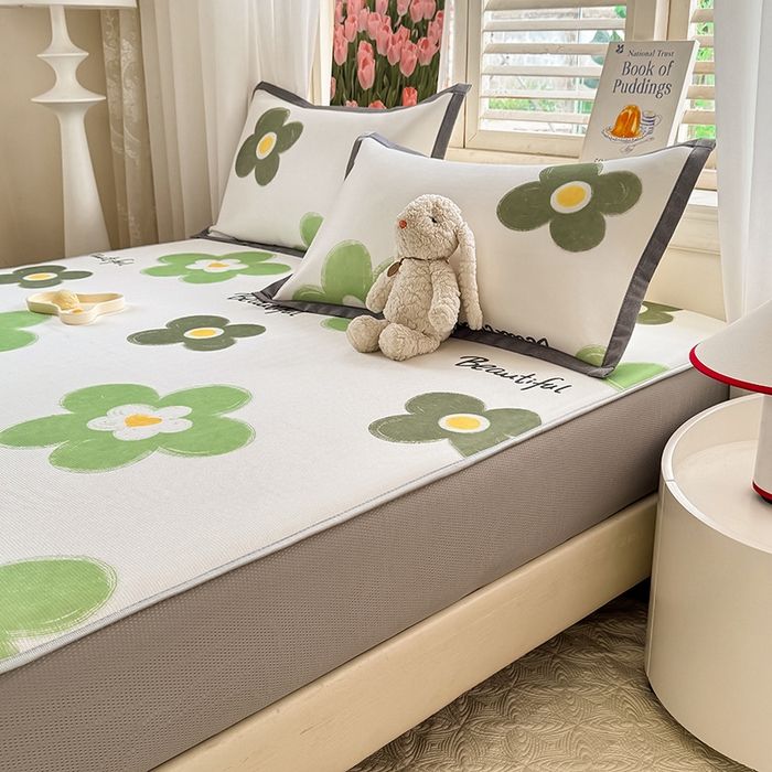 91家纺网 家纺一手货源 找家纺 518家纺 2025新款亲肤舒适A类碳光冰丝抗菌凉席【提供买家秀】席子【提供买家秀】-平铺款 春意