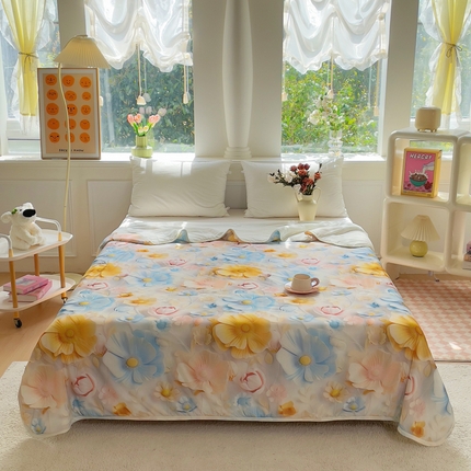 2025新款凉感丝有氨数码印花夏被被子被芯 向阳花