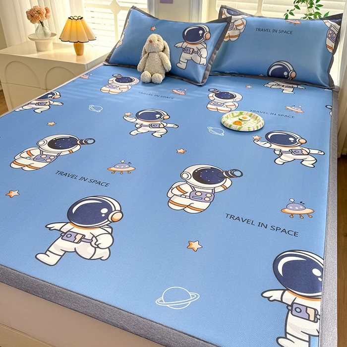 91家纺网 家纺一手货源 找家纺 518家纺 2026新款亲肤舒适A类碳光冰丝抗菌凉席【提供买家秀】席子【提供买家秀】-床笠款 太空礼物