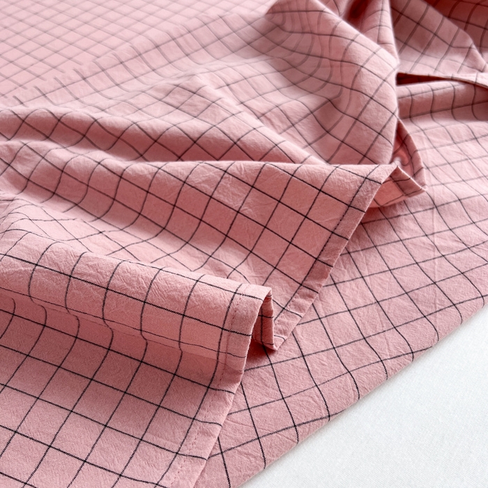 91家纺网 家纺一手货源 找家纺 2025新款水洗棉单床单 粉小方格