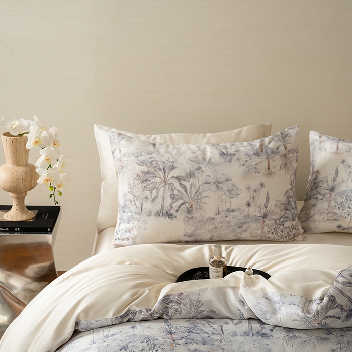 91家纺网 家纺一手货源 找家纺 （总）咏绒家纺工厂店 2025新款60S奥地利兰精天丝数码印花暗合简约款系列四件套