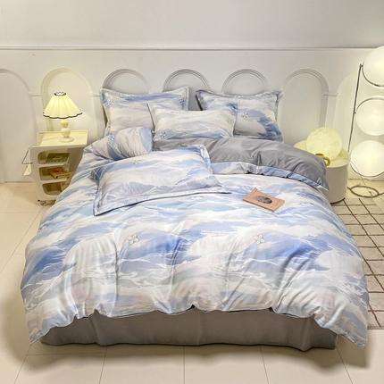 91家纺网 家纺一手货源 找家纺 （总）2025新款水洗冰丝美式数码印花四件套轻奢时尚北欧风床上用品学生宿舍三四件套