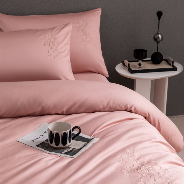 91家纺网 家纺一手货源 找家纺 2025新款50S100支全棉四件套单品系列-四件套 桃夭