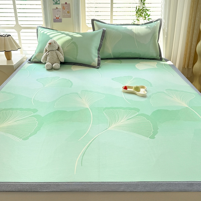 91家纺网 家纺一手货源 找家纺 518家纺 2025新款亲肤舒适A类碳光冰丝抗菌凉席【提供买家秀】席子【提供买家秀】-床笠款 银杏