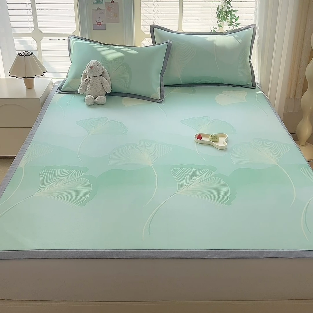 91家纺网 家纺一手货源 找家纺 518家纺 2025新款亲肤舒适A类碳光冰丝抗菌凉席【提供买家秀】席子【提供买家秀】-床笠款 银杏