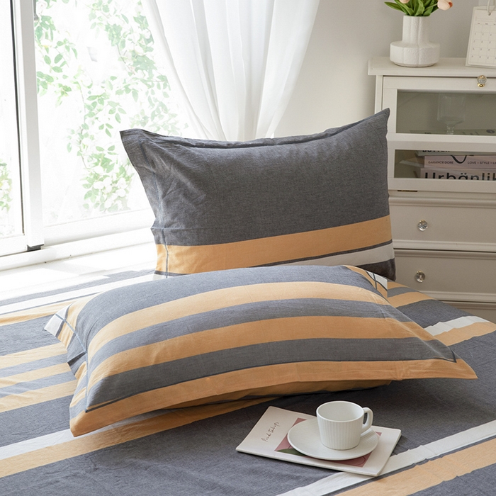 91家纺网 家纺一手货源 找家纺 木易家居 2025新款全棉色织水洗棉四件套 爱情黄