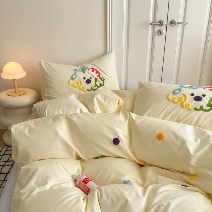 91家纺网 家纺一手货源 找家纺 （总）锦觅2025新款奶油小清新毛巾绣全棉纯棉四件套（专版花型必须控价）