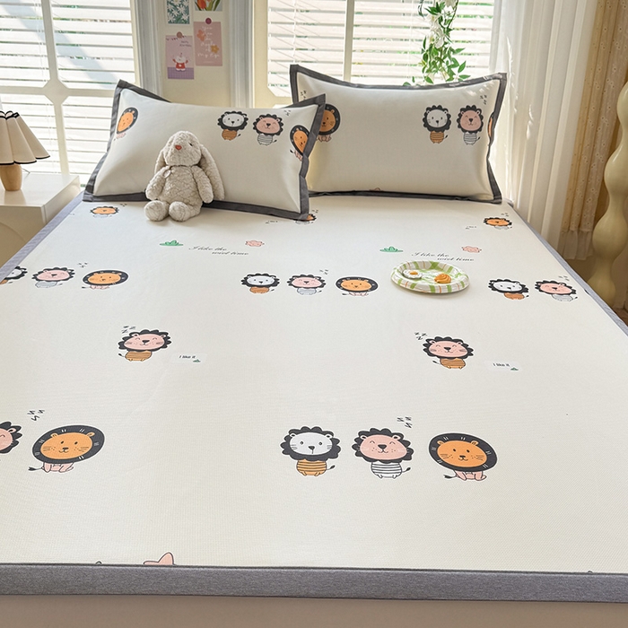 91家纺网 家纺一手货源 找家纺 518家纺 2026新款亲肤舒适A类碳光冰丝抗菌凉席【提供买家秀】席子【提供买家秀】-床笠款 狮子王国