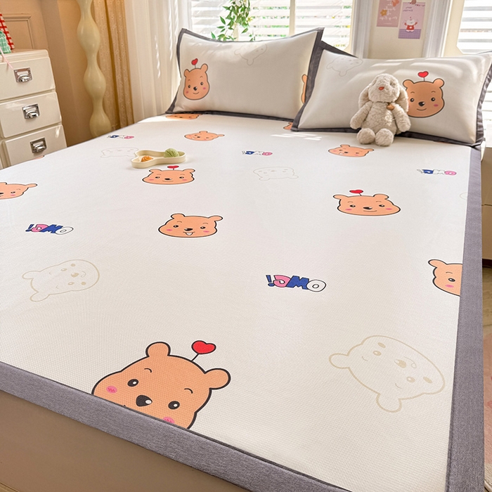 91家纺网 家纺一手货源 找家纺 518家纺 2025新款亲肤舒适A类碳光冰丝抗菌凉席【提供买家秀】席子【提供买家秀】-床笠款 维尼熊