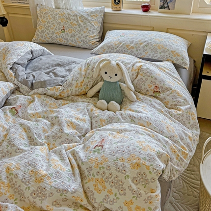 91家纺网 家纺一手货源 找家纺 （总）一比一 2025新款云感皱皱双层纱四件套-简单款