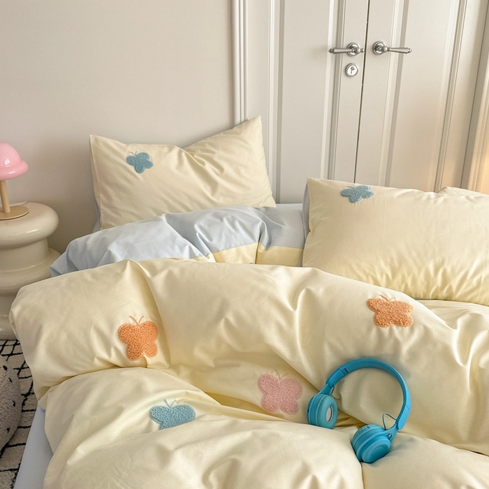 91家纺网 家纺一手货源 找家纺 锦觅2025新款奶油小清新毛巾绣全棉纯棉四件套（专版花型必须控价） 五彩斑斓