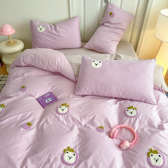 91家纺网 家纺一手货源 找家纺 锦觅2025新款奶油小清新毛巾绣全棉纯棉四件套（专版花型必须控价） 甜蜜幸福