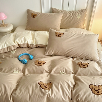 锦觅2025新款奶油小清新毛巾绣全棉纯棉四件套（专版花型必须控价） 萌趣小熊