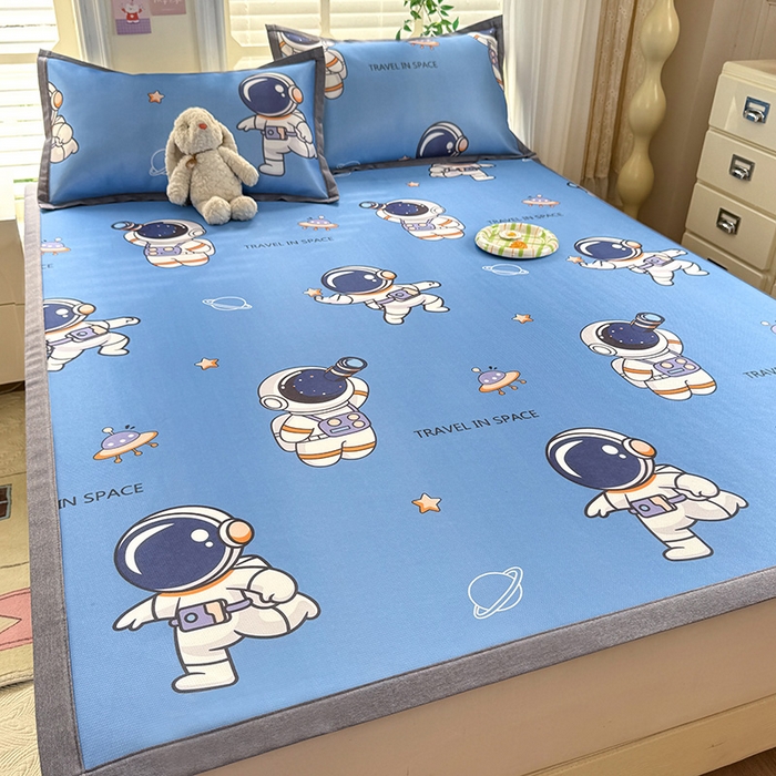 91家纺网 家纺一手货源 找家纺 518家纺 2026新款亲肤舒适A类碳光冰丝抗菌凉席【提供买家秀】席子【提供买家秀】-床笠款 太空礼物