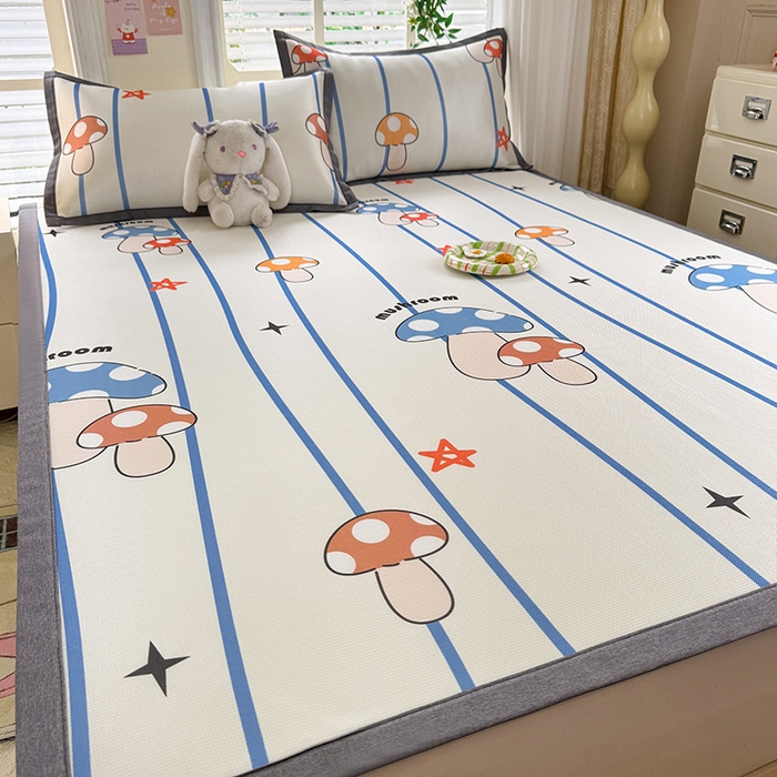 91家纺网 家纺一手货源 找家纺 518家纺 2026新款亲肤舒适A类碳光冰丝抗菌凉席【提供买家秀】席子【提供买家秀】-床笠款 蘑菇屋