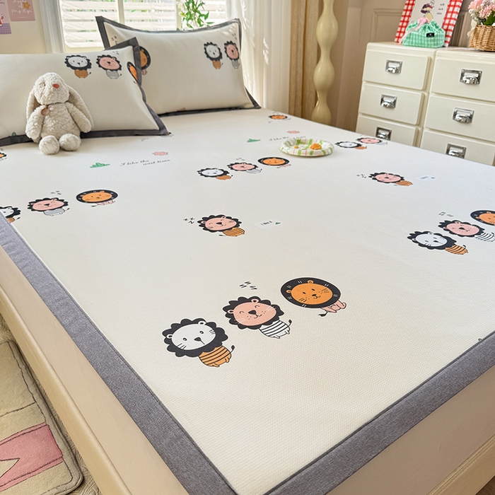 91家纺网 家纺一手货源 找家纺 518家纺 2026新款亲肤舒适A类碳光冰丝抗菌凉席【提供买家秀】席子【提供买家秀】-床笠款 狮子王国