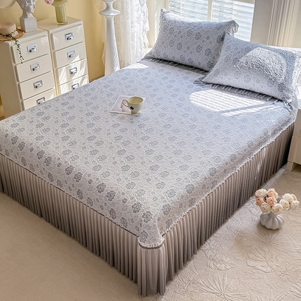 91家纺网 家纺一手货源 找家纺 （总）优家居 2025新款A类轻奢PE凉感冰丝席床盖夏季冰豆豆凉席三件套可机洗水洗空调软席